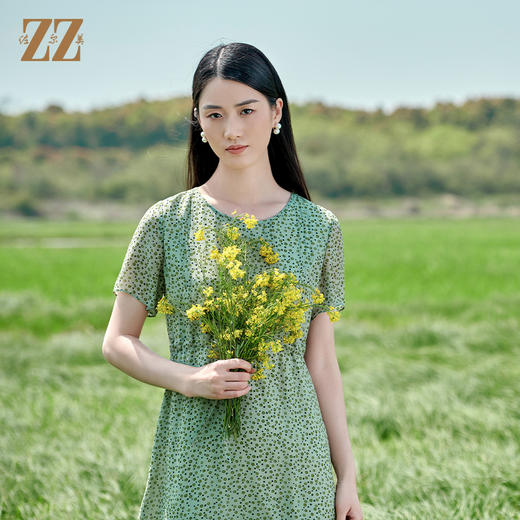 佐尔美夏季新款 桑蚕丝真丝乔其连衣裙女E22LS81 商品图0