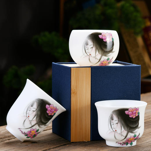 【温润如脂 洁白如玉】珍瓷窑 羊脂玉 古典美人 主人杯 礼盒装 商品图6