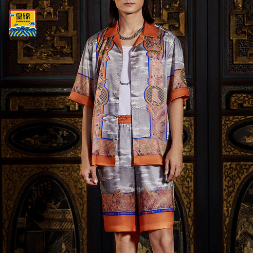 EMPERORIENT 皇锦五瑞吉祥国潮国风印花衬衫HJ21400 商品图0