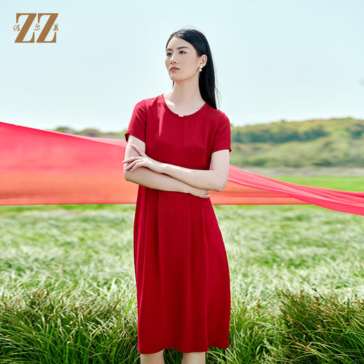 佐尔美夏季新款 桑蚕丝真丝重绉连衣裙女E22LS75 商品图4