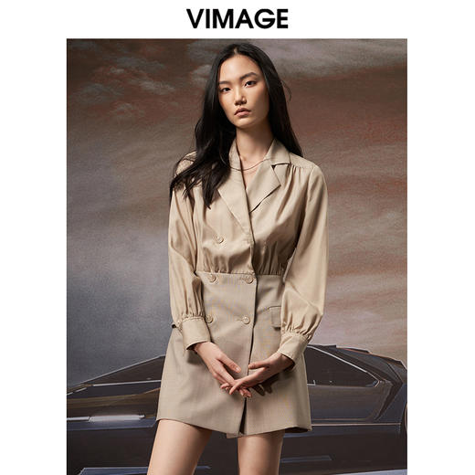 VIMAGE纬漫纪秋季新款洋气收腰显瘦连衣裙V1807413 商品图0