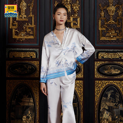 EMPERORIENT皇锦 真丝小立领长裤分身套装HJ21372 商品图0