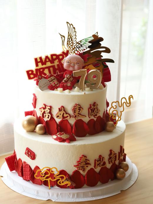 红色寿星爷爷祝寿（数字可以更改 图片是10+6双层蛋糕）） 商品图2