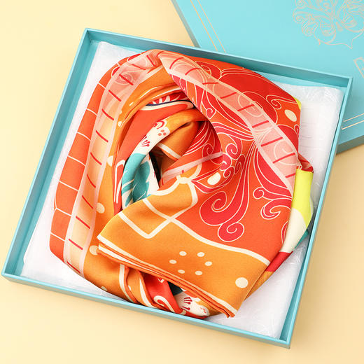 牛首山文创小雀幸真丝巾披肩南京纪念品博物馆文创礼品生日礼物女夏季 商品图1