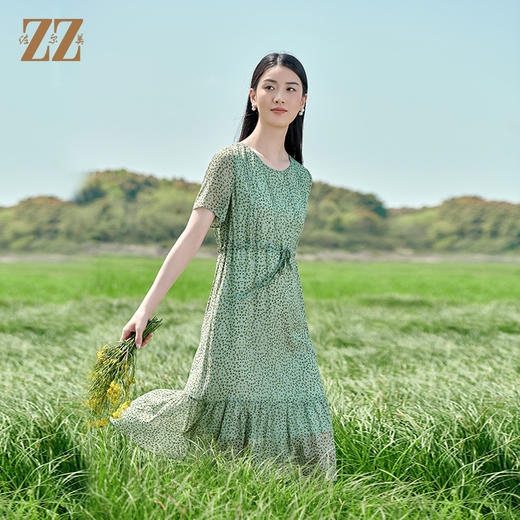 佐尔美夏季新款 桑蚕丝真丝乔其连衣裙女E22LS81 商品图1