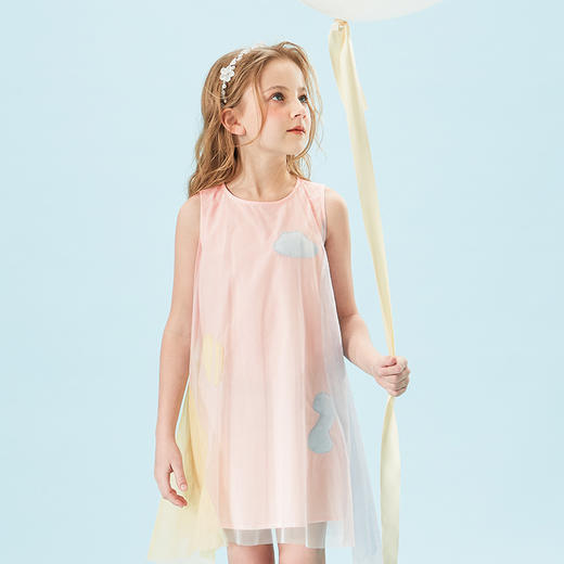 mettekids儿童裙子2022夏季新款女孩洋气时髦网纱女童背心连衣服 商品图4
