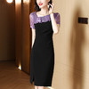 小众气质，短袖夏装高级感设计感斜领开叉包臀裙法式连衣裙HT-YX8525 商品缩略图2