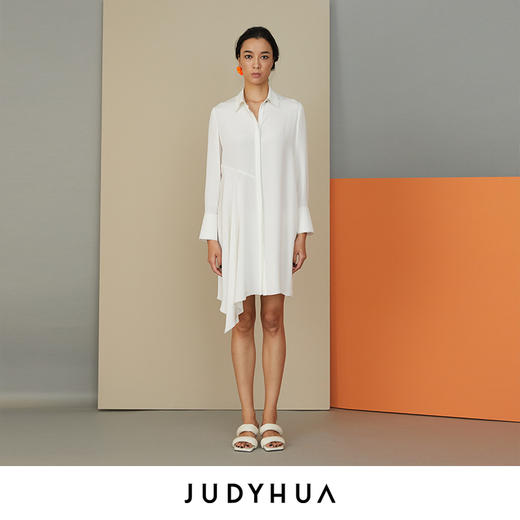JUDYHUA 斜裁拼接设计衬衫裙 商品图0