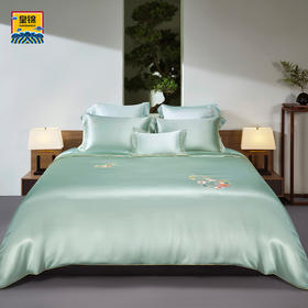 皇锦 真丝手绣双人蚕丝被子三件套-盘金福禄HJ11658