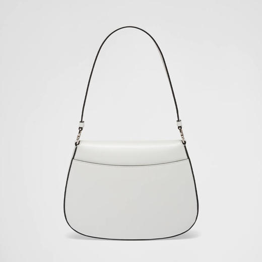 PRADA 普拉达 女士 Cleo 翻盖拉绒皮革珐琅金属三角形徽标单肩包 白色 1BD311 ZO6 F0PG7 OOO 商品图2