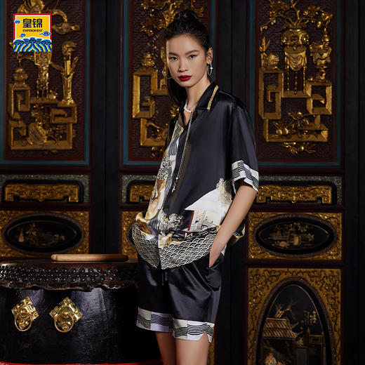 皇锦 兰亭国潮国风印花衬衫HJ21403 商品图0