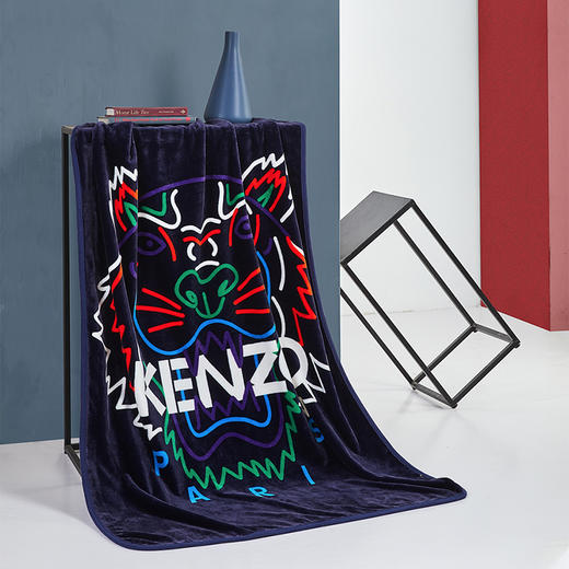 KENZO 炫彩虎头毯（蓝） 商品图0