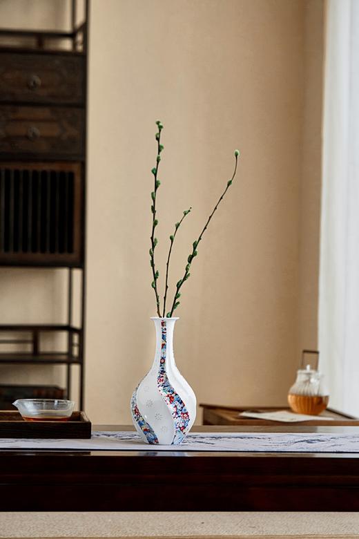 富玉玲珑花瓶卧室陶瓷器中式居家装饰品花瓶家用-万花螺旋瓶 商品图0