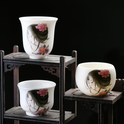 【温润如脂 洁白如玉】珍瓷窑 羊脂玉 古典美人 主人杯 礼盒装 商品图5