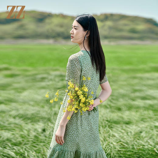 佐尔美夏季新款 桑蚕丝真丝乔其连衣裙女E22LS81 商品图4