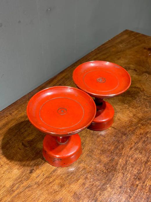 木胎红漆高足佛前供盘一对，顺丰包邮 商品图2