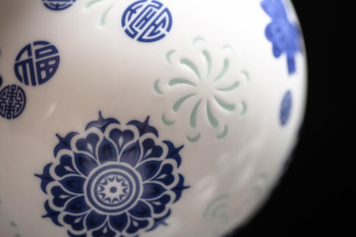 富玉玲珑花瓶卧室陶瓷器中式居家装饰品花瓶-天球瓶 商品图3