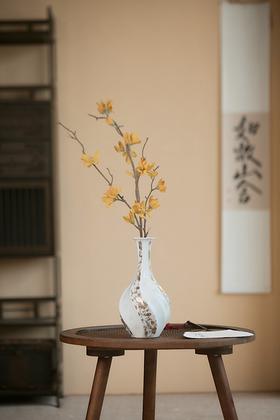 富玉玲珑花瓶卧室陶瓷器中式居家装饰品花瓶家用-锦上添花螺旋瓶