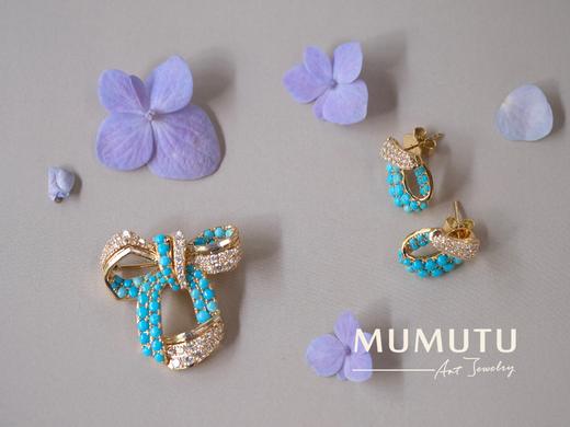 蝴蝶结绿松石胸针 商品图1