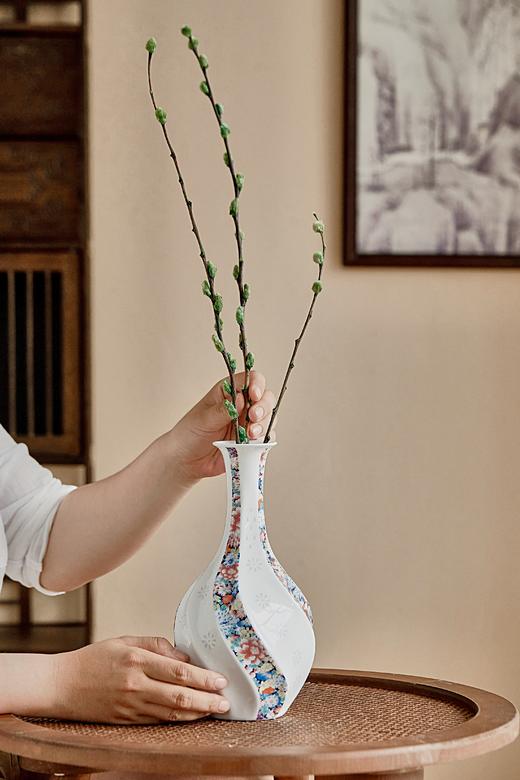 富玉玲珑花瓶卧室陶瓷器中式居家装饰品花瓶家用-万花螺旋瓶 商品图2
