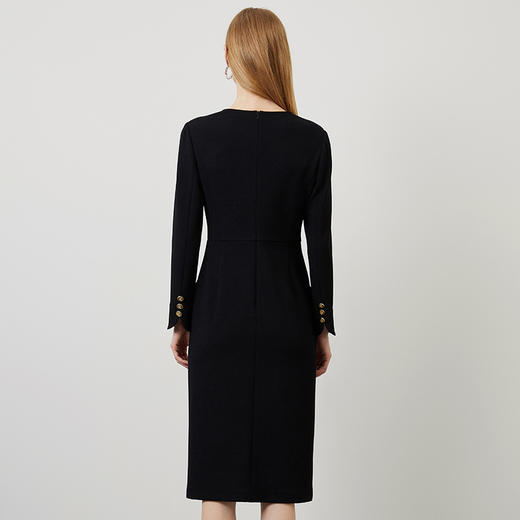 EITIE爱特爱秋季新款时尚性感大气桃心领黑色修身通勤连衣裙C2207016 商品图4