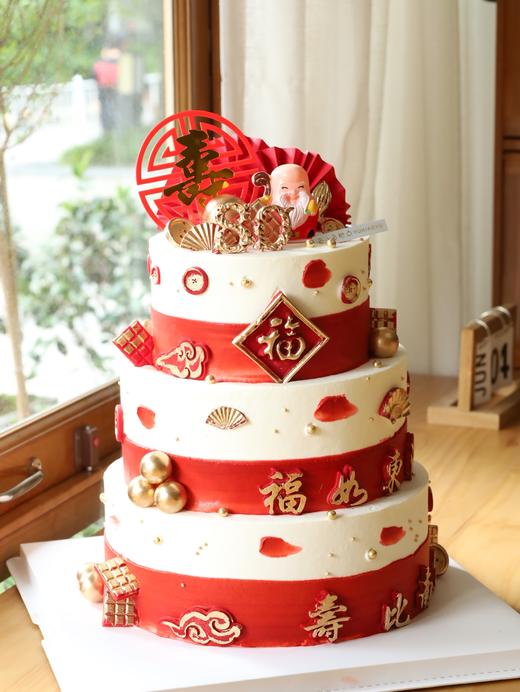 三层老人祝寿（图片是10+8+6）（拍下联系客服选择口味哦） 商品图0