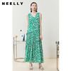 NEELLY纳俪商场同款气质V领碎花连衣裙女无袖度假风长裙收腰A字裙 商品缩略图2