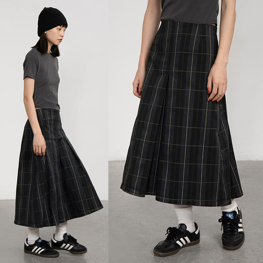 CryingCenter 英伦格仔斯文百褶裙半身裙 正反可穿 哭喊中心 商品图3