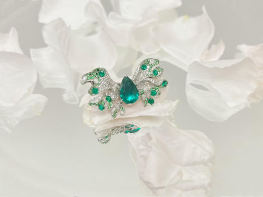 「锦鲤」祖母绿钻石戒指/吊坠/胸针三用款  2.81克拉全净浓绿祖母绿 商品图3