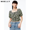 NEELLY纳俪商场同款方领单排扣衬衫女碎花雪纺衫灯笼袖短款上衣夏N22071R01172 商品缩略图0