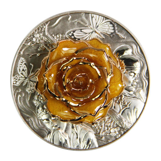 2021年纽埃群岛永生玫瑰与永恒之爱5元纪念银币 商品图0