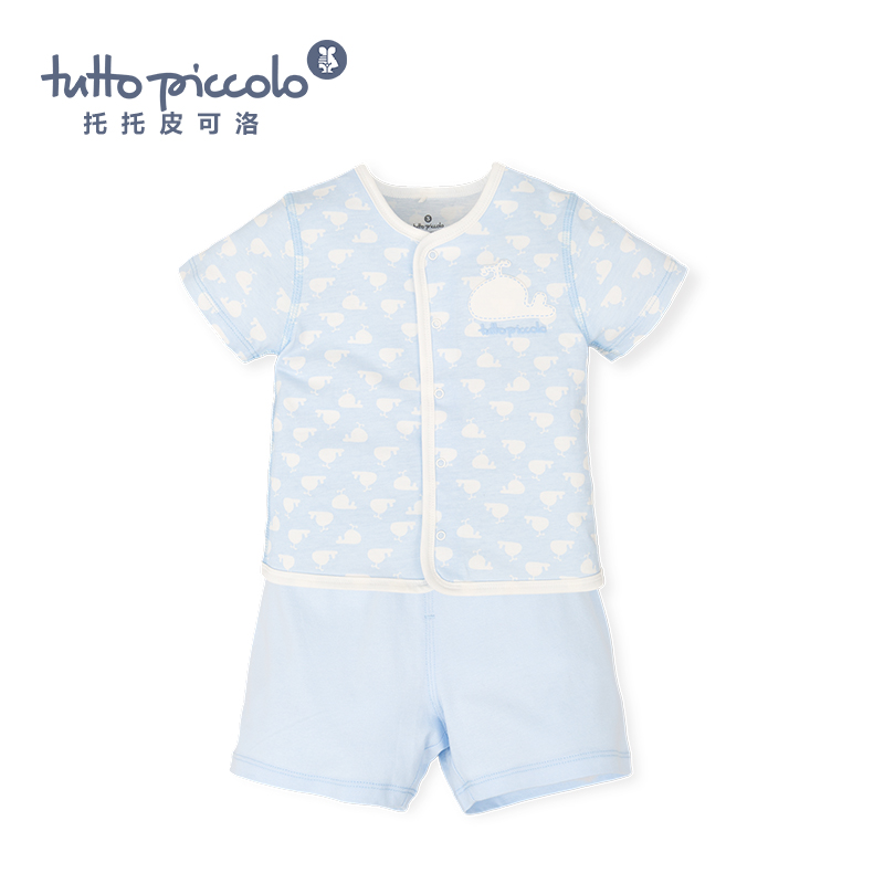 男童春夏蓝色短袖套装