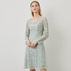 EITIE爱特爱秋季新款温柔气质方领收腰a字中裙绣花蕾丝连衣裙C2207034 商品缩略图3