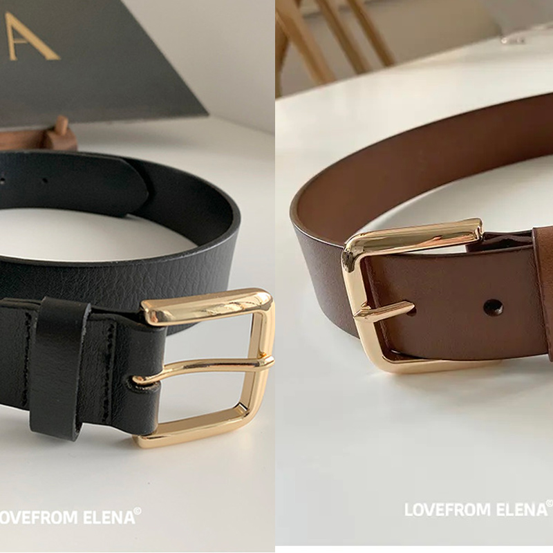 【Elena定制】双色宽版牛皮腰带