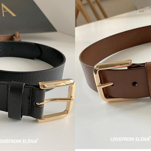 【Elena定制】双色宽版牛皮腰带 商品图0