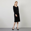 EITIE爱特爱秋季新款简洁大气桃心领收腰显瘦通勤黑色连衣裙C2207010 商品缩略图2