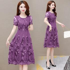 YWE-WP18761夏季新款修身短袖贵夫人气质洋气连衣裙