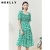 NEELLY纳俪商场同款方领打缆连衣裙女碎花夏中长款裙子大摆A字裙 商品缩略图0