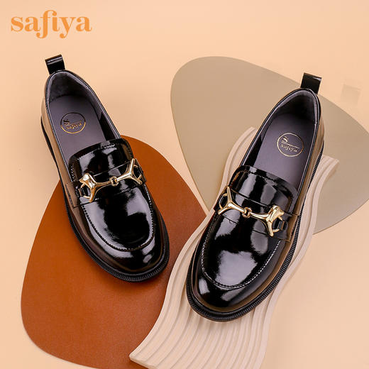 索菲娅鎏金旺旺扣舒适乐福鞋2022秋新款软漆皮一脚蹬SF23112023 商品图3