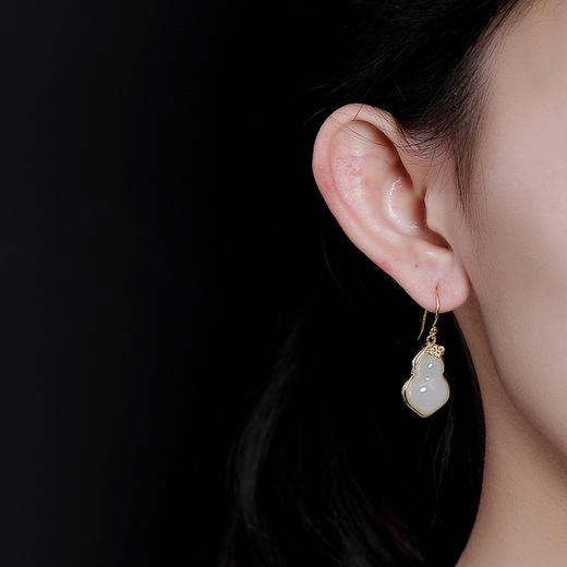 S925纯银如意耳环和田玉葫芦耳坠饰品 CW 商品图4