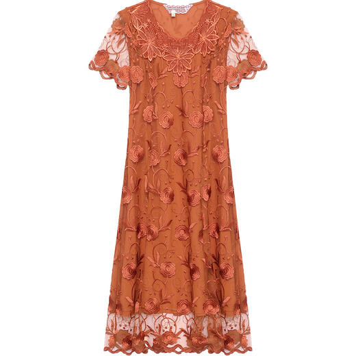 YWE WP18758减龄显白蕾丝刺绣中长款 连衣裙 商品图5