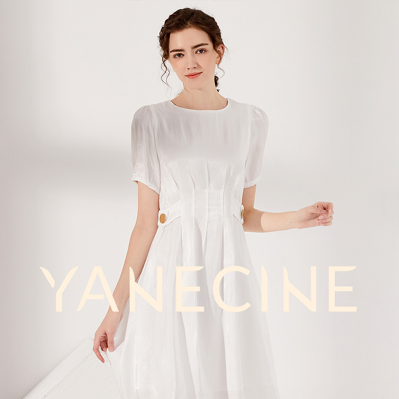 鎏光钻石棉 显瘦A摆 法式连衣裙