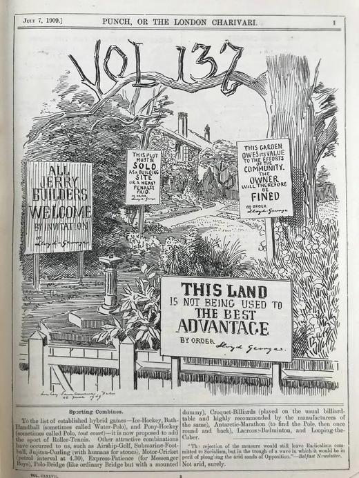 1909年7-12月 英国讽刺漫画杂志《笨拙》 数百幅插图 漆布精装16开 商品图3