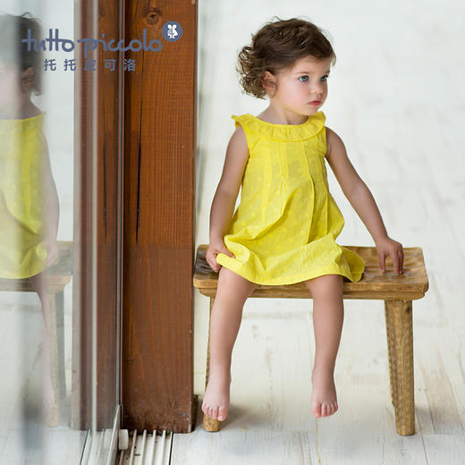 女童春夏黄色提花连衣裙 商品图1