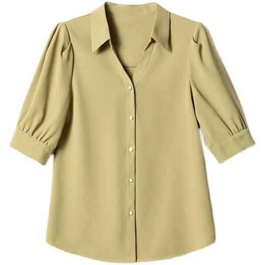 KQL A141B620衬衫短袖洋气缎面上衣宽松气质大码衬衣 商品图4