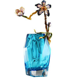 轻奢风珐琅彩花瓶客厅干花插花摆件玄关美式艺术创意玻璃装饰 蔚蓝星光花瓶