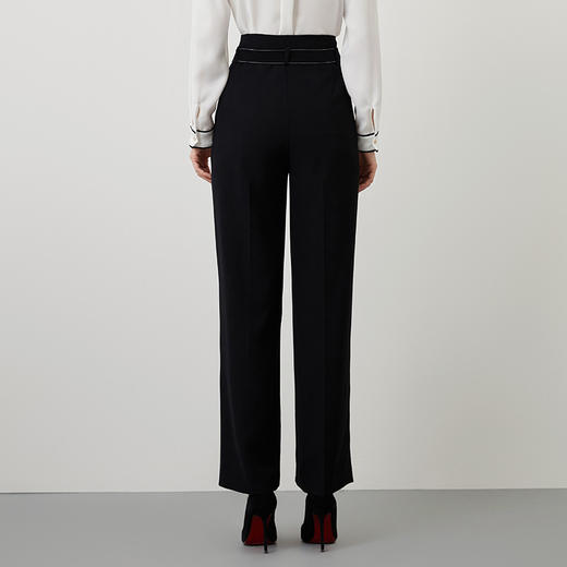 EITIE爱特爱秋季新款时尚通勤黑色简约职业高腰直筒阔腿裤女C2205004 商品图4