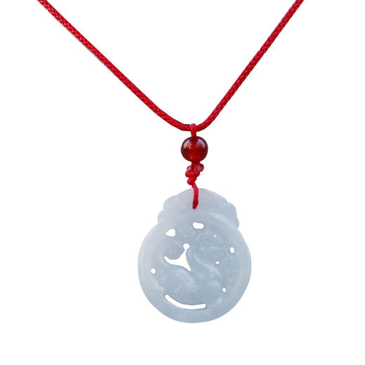 缅甸A货翡翠镂空貔貅吊坠男女新款红挂绳玉石项链 商品图4