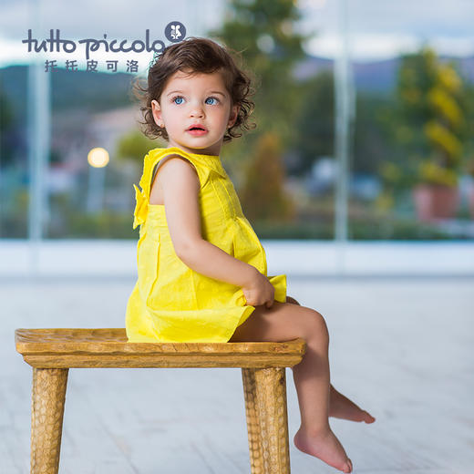 女童春夏黄色提花连衣裙 商品图5