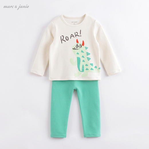 马克珍妮男女童趣味印花内衣套装儿童家居服睡衣童装春秋款221105 商品图1
